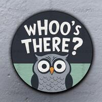 Cute Owl Welcome sign Svg. 3D Who's There funny door hanger Svg. SVG PNG DXF for lasercut, Cricu