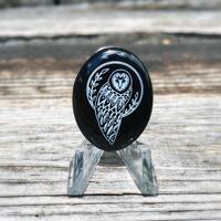 Black onyx cabochons for jewelry and wire wrapping, owl cabochons, engraved cabochons, engraved ston