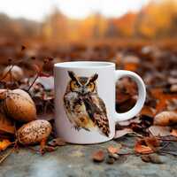 Horned Owl Mug, Watercolor Owl, Cute Owl Cup, Bird Lover Mug, Nature Inspired Cup,  (11oz, 15oz)