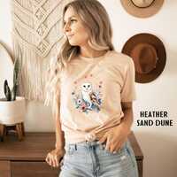 Whimsical Barn Owl T-Shirt: Floral Cottagecore Tee