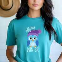Winter Owl Shirt, Winter Shirt, Snow Shirt, Cute Winter Animals, Cute Winter Tee, Womens Winter Shir