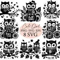 Cute owl svg, cute owl png, fall png, autumn png, thanksgiving svg, owl clipart, svg bundle, svg fil