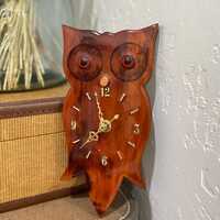 Vintage Wood Owl Wall Clock