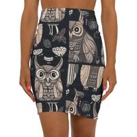 Goth Owl Halloween Skirt, Women's Skirt, Fall Owl Skirt, Mid-Waist Halloween Costume, Owl Lover 