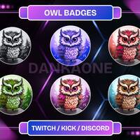 Owl Sub Badges | Designed For Twitch, Discord, Sub, Streamers | Cartoon Theme | Bird-Inspired Badges