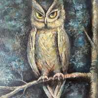 Original Owl Canvas Painting &bull; One Of a Kind Painting &bull; Bird Wall Decor &bull; Bird Watche