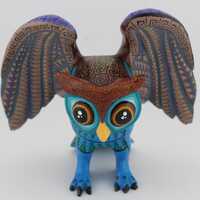 Circle of The Sun Owl Alebrije Wooden Sculpture Figure, Handmade Handpainted, Zapotec Symbology and 