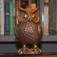 Bronze Owl Statue – Graduation & Teacher Gift, Wisdom Bird Desk Decor, Resin Owl Figurine,