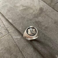 Sterling Silver Eye Of Province Owl Ring, Animal Snake Jewelry, Handmade Illuminati, Masonic Ring