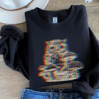 Psychedelic Magic Mushrooms Owl Sweatshirt, Gift For Best Friend Female, Trippy Night Bird, Weird St
