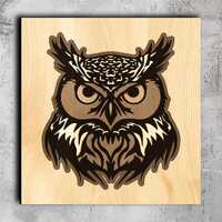Multilayer Owl SVG – Laser Cut File, Wood Wall Art