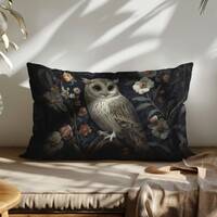 William Morris Owl Lumbar Pillow, William Morris Cushion, Art Nouveau Pillow, Housewarming Gift, Anc