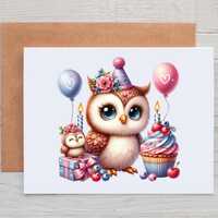 Owl Birthday Card for Kids, Happy Birthday Card Pack, Blank Birthday Cards with Envelopes, Birthday 