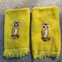 Vintage St. Mary's Yellow Cotton Fingertip Owl Towels