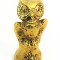 Solid Brass Owl Figurine Brass Owl Paperweight 3" Tall x 1 1/2" Wide Great Small Statue fo