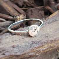 Oxidized Sterling Silver Owl Ring: Celtic Jewelry