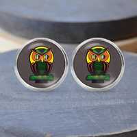 Owl Halloween Stud Earrings, Owl Necklace, Vintage Halloween Gift, Halloween Necklace, Dangle Earrin