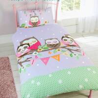 Goodnight Sweetheart - Single - Owls - lilac - Kids Bedding