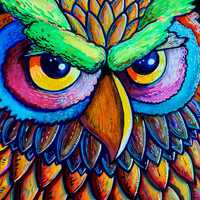 The Wise Owl - Original Wildlife Acrylic Painting from the Mounatins of Missoula, Montana. Brightly 