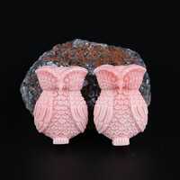 Pink Conch Shell Owl Earring Beads, Handmade Charms (29x20x12mm)