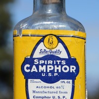 Antique OWL DRUG Co w/ original CAMPHOR paper label old Cork Top bottle 1 oz