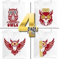 Owl PNG Maroon Burgundy Owl Mascot with Star Eye Sunglass, Trendy Preppy Mascot for School, 300 DPI 
