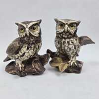 Vintage Owls on Logs Homco Home Interiors Pair #1114 Great Condition Set of 2