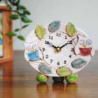 Handmade Ceramic Owl Clock: Quirky Mantelpiece Decor