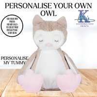 Personalised owl teddy, Personalised teddy, Plush, Gift, Photo teddy bear, custom teddy bear, birthd