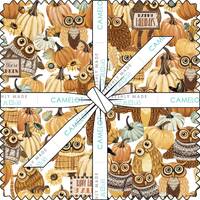 Happy Fallidays 10" Squares Layer Cake by Camelot Fabric, Owls and Pumpkins