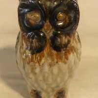 Vintage Retro Brown Glaze Owl Figurine