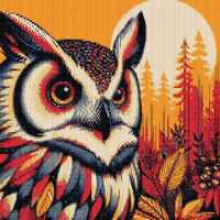 Autumn owl loom & peyote patterns - large bead tapestry using Miyuki 11/0 delicas - bead chart +