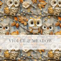Fall Floral Owls | Seamless Pattern | Instant Download | Printable Digital Paper | Surface Design | 