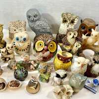 Huge Owl Lot 25 Pc German Italian Switzerland Belgium Mexico Shell Cloisonne