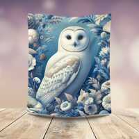 White Owl Velveteen Plush Blanket Barn Owl and Flowers Soft Velveteen Throw Morris Inspired Owl Blan