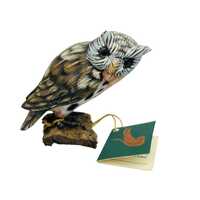 Vintage Owl Hand Carved Painted Wood John J Madison Co 2 Original Tag Figurine