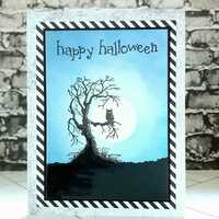 Halloween Card, Full Moon and Owl Halloween Card, Happy Halloween Card