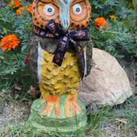 Owl teena flanner Halloween papier mache folk art tall