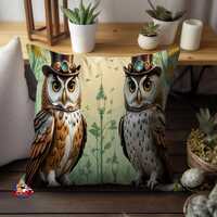 Steampunk Owls Throw Pillows  Gothic Decor Accent for Sofa & Bed  Unique Gift for Steampunk Owl 