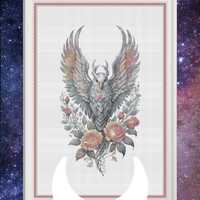 PDF Digital Cross Stitch Pattern, Fancy Fantasy Owl Bird in Pastel Colors, Soft Large Counted Xstich