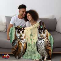 Steampunk Owls Velveteen Blanket  Cozy Gothic Throw Home Decor Soft Plush 100% Polyester Blanket Per