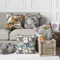 Fall Throw Pillowcase,Dragonflies Pillow Case,Owl Moon Cushion Case,Gray Pumpkins Home Decor,Hallowe