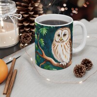 Owl in a Tree at Night Coffee Mug, Owl, Owl Mug, Owl Coffee Mug, Bird, Animal Mug,