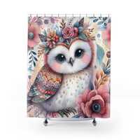 Owl Shower Curtain,  Shower Curtain, Owl Decor, Floral Shower Curtain, Shower Curtain, Bathroom Acce