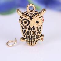 Owl Charm, Traditional Charm, Made from Solid Cast Yellow Gold, British Hallmarked