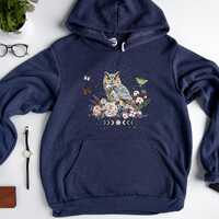 MYSTICAL FALL OWL Bella + Canvas Hoodie, Floral Owl Sweatshirt, Cottagecore Sweater with Owl Autumn 