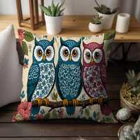 Toile Owl Decorative Throw Pillows  Vibrant DoubleSided Print Polyester Multiple Sizes Perfect Home 