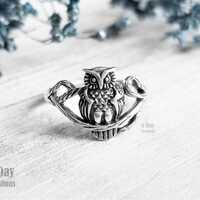 Great Horned Owl ring | s925 sterling silver hypoallergenic statement ring | animal-inspired jewelry
