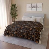 Medieval Floral Owl Fleece Sherpa Blanket - Medieval Decor - Cute Owl Decor - Throw Blanket or Bed C