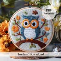Cute Owl set, Owl Embroidery Pattern, Hand Embroidery, PDF pattern, Halloween Embroidery, Hand Embro